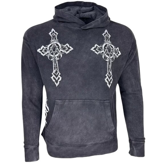 Archaic By Affliction Unisex Oversized Boxy Pullover Hoodie Stone Ranger - Picture 2 of 10